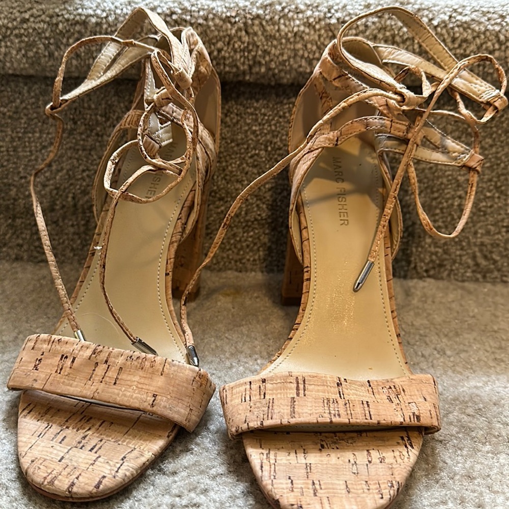 Marc Fisher lace up wedge heels.